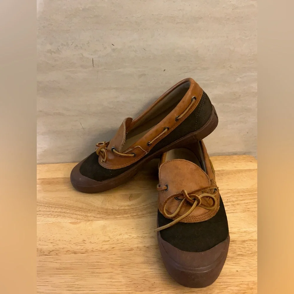 Vintage- Polo by Ralph Lauren Tan Leather and Dark Brown Suede Boat Duck Shoes